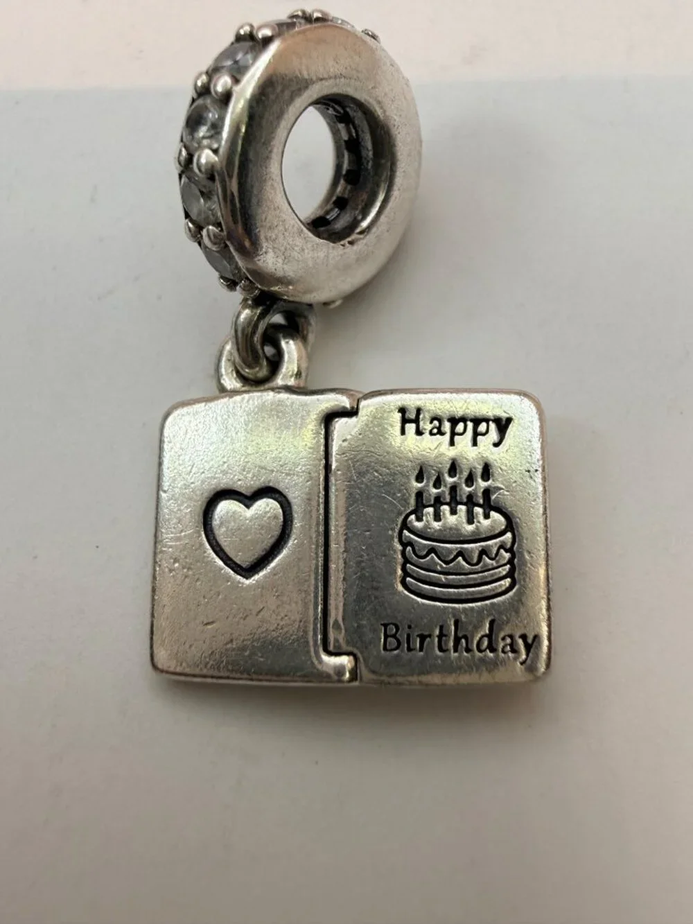 Pandora 791723CZ Retired Happy Birthday Card Dangle Charm S925 ALE